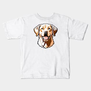 Head golden labrador retriever dog pet portrait cartoon vector illustration Kids T-Shirt